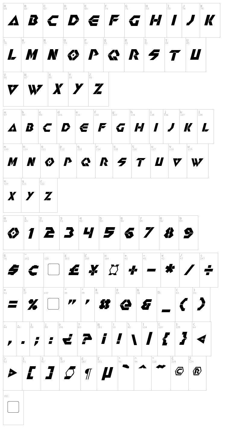 Renegade font map